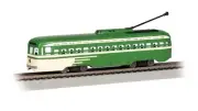 Bachmann PCC Streetcar, Painted Unlettered (Green/Cream) - Standard DC, HO Scale