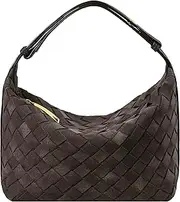 [YLYYHH] Suede Leather Handbag for Women, Leather Woven Bag, Small Clutch Bag Suede Handbag, Underarm Purse Top-Handle Handbag