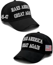 [BONVRE] Trump 2024 45-47 MAGA Hat Donald Trump Make America Great Again Slogan with USA Flag Adjustable Baseball Cap