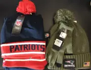 X2 NEW NFL New England Patriots Beanie Glove Scarf Set Military Green Blue Green