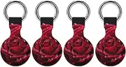 4PCS for Red Rose Air Tag Holder Case Waterproof & Shockproof Anti-Scratch Protective Air Tag Cover with Keychain Ring Silicone Tags Holders for Luggage, Backpack, Keys, Pet