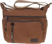 [DEARMAMY] Men's Canvas Sling Backpack Anti-theft Business Bag Brown Crossbody Satchel for Travel Fashionable Messenger Bag