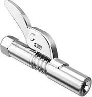 Grease Gun Coupler, 1 Pack High Pressure Grease Nipple Compatible with All Grease Guns 12,000 PSI, Heavy-Duty Quick Lock and Release Grease Coupler, 1/8" NPT Fits All Grease Gun Tips Silver