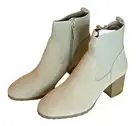 Violet & Red Loaded Suede Knit Cuff Heel Bootie Boot Zip Tan Vegan Size 7.5 NWT