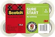Scotch DP-1000RF6 Sure Start Packaging Tape, 1.88 Inches x 900 Inches, 1 1/2 inch core, Pack of 6