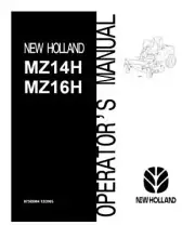 New Holland MZ14H, MZ16H Zero Turn Radius Mower Operators Manual PDF/USB