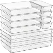 12 Pack Large Clear Plastic Drawer Organizer Trays | MULTI-USE Acrylic Drawer...