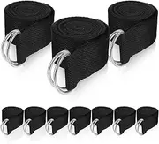 10 PCS Yoga Straps for Stretching, 6Ft Yoga Exercise Stretching Strap Non-Elastic Yoga Belt Adjustable Yoga Stretch Strap with Metal D Ring Loop for Pilates Physical Therapy Gym Workouts Fitness,Black