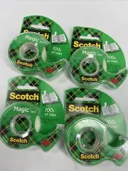 (4) Scotch Magic Tape 1/2 Inch X 800” 3M Original Tape Dispenser BUY MORE & SAVE
