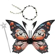 Noaya Fairy Wings and Wand - Fairy Wings with Flower Garlands, Elf Ears, and Magic Wands, Beautiful and Lightweight Butterfly Costume Kids and Adults for Role-Playing and Holiday Events