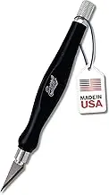 Excel Blades Fit Grip Craft Knife With #11 Ultra-Sharp Carbon Steel Angled Blade – Precision Craft Knife With Contoured Rubberized Grip For DIY, Art, Hobby, And Model Projects – Black, Made In The USA