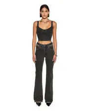 Soho Pierced Shadow Flared Mid Rise Jean - Washed Black | Ksubi ++
