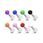 Labret Lip Stud Bar Piercing with Solid UV Coloured Ball Surgical Steel