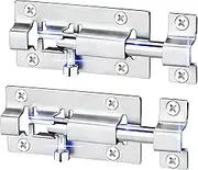2 Pcs Barrel Bolt Latch, 4 Inches Slide Bolt Latch, Slide Latch Lock, Brushed Finish Sliding Bolt Lock, Thickened Stainless Steel Sliding Lock for Door(with screws)