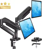 Dual Monitor Stand, Adjustable, Gas Spring, 13-32 Inch, 4.4-17.6lbs, VESA, Clamp