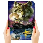 ( For iPad Mini 6 ) Art Flip Case Cover P23516 Moon Wolf