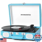 MANGOSTAN Record Player 3 Speed Bluetooth Portable Suitcase, Vinyl Phonograph
