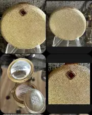 Vintage Rare Elegant Jacqueline Cochran Sapphire Gold Mirrored Powder Compact