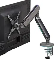 Single RGB Gaming Monitor Arm Desk Mount, Fits 27”-45” Monitors, 20 Lighting Modes with Touch Control, Adjustable Height, Swivel Tilt Rotation - Dark Gray