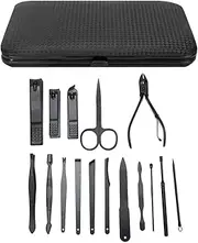 Nail Tool Set, 16pcs Portable Nail Clippers Professional Pedicure Tools Set Stainless Steel Manicure Set Manicure Scissors Grooming Tool Kit(yellow)