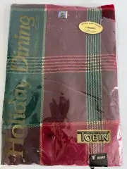 Christmas Table Cloth Holiday Dining 70" Round Tobin Cabernet Plaid Extra Soft
