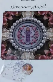 JUST NAN LAVENDER ANGEL CROSS STITCH CHART & EMB. PACK