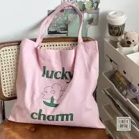 在飛比找蝦皮購物優惠-手提包帆布包花朵 Lucy Charm 大容量帆布包