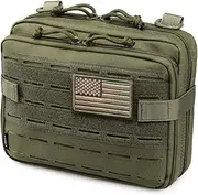 Tactical Molle Admin Pouch of Laser Cut Design, Utility Pouches Molle Attachment Military Medical EMT Organizer with Map Pocket EDC EMT Pack IFAK Tool Holder Universal U.S.A Patch Included