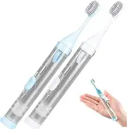 2PCS Travel Toothbrush Set, 3 in 1 Toothbrush Kit with Refillable Toothpaste Tube and Travel Case, Portable Foldable Toothbrush for Travel, Camping, School, Business Trip 3 in 1 Toothbrush