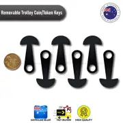 6x Black Removable Shopping Trolley Coin Token Key Unlocker Woolies coles Aldi$2