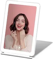 ROTOPATA Rechargeable Travel Makeup Mirror with 5X Magnification, Portable Lighted Travel Mirror with 72 LEDs, 3 Color Lighting Foldable Compact Vanity Mirror with Dimmable Touch Screen
