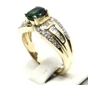 Tsavorite Garnet .31 CTTW & Diamond .13 CTTW Fancy Ring 18KY Gold