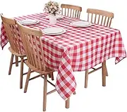 Kesfey Red Gingham Tablecloth Polyester 140x200cm, Rectangle Checkered Tablecloth Spillproof and Wrinkle Resistant for Outdoor and Indoor Use, Plaid Table Cloth Wipe Clean