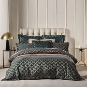 Grace by Linen House Valeria Cotton Quilt Cover/Pillowcase Set Slate