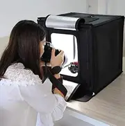 PULUZ 38cm Light Box Photography Portable Photo Studio Shooting Tent Foldable Table Top LED Lighting Kit with Integrated LED Lights and 3 PVC Backdrops/3 Non-Woven Backdrops