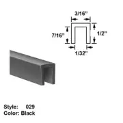 Neoprene Rubber U-Channel Push-On Trim - Ht. 1/2" x Wd. 3/16" - Black - 25 ft