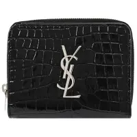 在飛比找Yahoo奇摩購物中心優惠-YSL Saint Laurent 質感金屬LOGO鱷魚壓紋