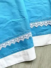 Vintage Hand Made Scandinavian 60s Retro 62"x80" Fabric Accent Throw Cover Lace