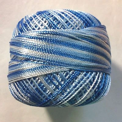 Variegated Blue White YarnArt Tulip #17332 Size 10 Microfiber Thread 50g 273y