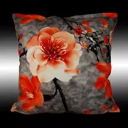 New Grey Orange Peachblossom Flower Velvet Throw Pillow Case Cushion Cover 16"