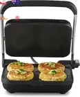 4 Slice Sandwich Press Maker Café Style Non-Stick Quick Meals Fritters Silver