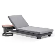 Santorini Aluminium Sun Lounge W/ Round Table In Charcoal