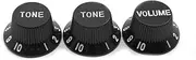 Guitars Strat Knob 1-Volume 2-Tone Control Knobs for Fender Stratocaster Black