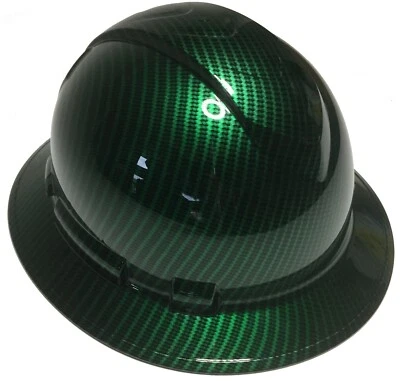 Hydro Dipped Custom Hard Hat Ridgeline Full Brim Green Kandy Carbon Fiber