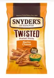 New Snyder's of Hanover Twisted Pretzel Sticks Nacho Cheese Cheddar Bag 12oz