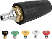 Pressure Washer Turbo Nozzle Tips, 360° Rotating Turbo Nozzle with 5 Spray Nozzles, 1/4 Quick Connector for Most Pressure Washers, Max 4000 PSI 4.0 GPM