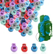 100pcs Plastic Cord Lock Stopper Spring Toggle Clip Round Ball for Luggage