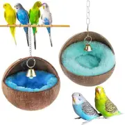 2 Pcs Natural Coconut Shell Bird Nest House Bed Breeding Nesting Anti-Pecking...