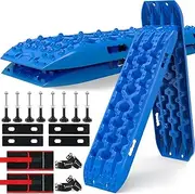 X-BULL Recovery Tracks with Bag and Mounting Pin Set 2 Pair 4x4 Recovery Boards Offroad 4wd Tracks 22046LBS/10000KG Stand for Automotive Accessories Tires and Wheels in the Sand Mud Snow(GEN 3.0 Blue)