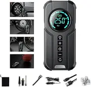 1 Min Fast Filling Mini Portable Tire Inflator,Portable Air Compressor,Multifunctional Smart Auto Tire Pump Inflating Tool with Digital LCD Led Lights for Car,Motorcycle,Bicycle,Ball,etc./370